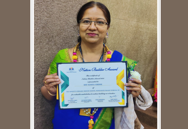 Mrs. Sunita Chenni has been awarded NATION BUILDER AWARD by  Rotary club